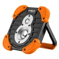 NEO TOOLS batteriebetriebener Scheinwerfer 10W + 3W, 750+250 Lumen, LED CREE XPG + COB, Powerbank, Stromversorgung 2600mAh 3.7 Li-Ionen, Ladegerät 5V/1A, IP44, ABS+TPR, 3 Lichtfunktionen