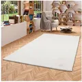 Pergamon Fellteppich Fellteppich Luxus Super Soft Plush, Rechteckig, Höhe: 25 mm silberfarben|weiß 70 cm x 140 cm x 25 mm