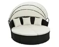COSTWAY Sonneninsel, mit einziehbarem Dach, Kissen, Loungebett Rattan