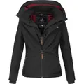 Marikoo Damen Übergangsjacke Erdbeere mit Doppelkragen & Fleece-Innenfutter