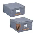 Relaxdays Aufbewahrungsbox mit Deckel 2er Set Hellbraun,Grau