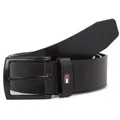 Tommy Hilfiger Ledergürtel Denton Matte 3,5 cm breit mit mattschwarzer Schnalle schwarz 85