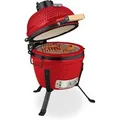 Relaxdays Kamado Grill Keramik Rot Mit Thermometer 56,5 cm x 43 cm x 46 cm 22 kg