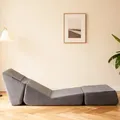 Canapé Convertible Aus Flanellstoff In Grau, 3-fach Klappbares Bodensofa