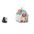 Lilliputiens - Haus des Wolfs und der DREI kleinen Schweinchen - Stoffspielzeug inspiriert vom berühmten Märchen mit Figuren und Häusern - Fördert Feinmotorik und Fantasie - Ab 18 Monaten - 83490