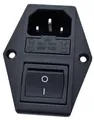 Kaltgeräte Einbau-Buchse C14, mit Schwarzem Schalter und Zwei Sicherungen, 3-Pin 220-250V/10A Audio Kaltgeräte-Buchse Einbau Kupplung Stecker Buchse, 3-in-1 Einlassmodulstecker mit Schalter