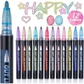 Glitzerstifte Kinder 12 Farben Metallic bunt  für Basteln Schule