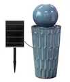 Dehner Gartenbrunnen Altona, Solarbrunnen frostbeständig, Komplett-Set mit warmweißer Solar-Beleuchtung/Pumpe/Trafo, Höhe 72.5 cm, Ø 30 cm, Keramik, blau