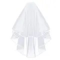 Elegent Braut Brautschleier Bridal Hochzeit Weiß Schleier mit Kamm Henne Kurz...
