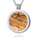 Morella Damen Halskette 70 cm Edelstahl und Anhänger mit Edelstein Bilderjaspis Coin 33 mm Chakren Scheibe in Schmuckbeutel