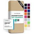 Jacobson Spannbettlaken TOPPER aus 100% Baumwolle, Jersey Bettlaken 160 g/m2, Spannbetttuch mit Gummizug, pflegeleicht & viele Farben beige 180 - 200 cm x 200 cm