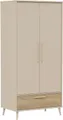 PAIDI Kleiderschrank EEFJE in Beige mit Schublade und Türen, verschiedene Ausführungen (B/H/T ca. 95-123/139-204/41-57cm, mit 2 oder 3 Türen + Tiny-Variante) stabiler Drehtürenschrank aus Holz, mit Soft-Close-Funktion