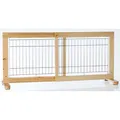 TRIXIE Absperrgitter für Welpen & kleine Hunde aus Kiefernholz – stufenlos verstellbar 65–108 cm mit rutschfesten Gummifüßen – braun, 65–108 × 50 cm