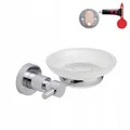 tesa LOXX Seifenschale mit Wandhalterung, satiniertem Glas und verchromtem Edelstahl - zur Wandbefestigung ohne Bohren, inkl. Klebelösung - 140mm x 50mm x 112mm