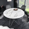 riess-ambiente Runder Esstisch ELLIPSE 120cm Marmor weiß Keramik Hairpin Legs Esszimmertisch Tisch Konferenztisch
