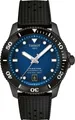 TISSOT Seastar 1000 Taucheruhr Automatik Uni Armbanduhr in Schwarz mit transparentem Gehäuseboden