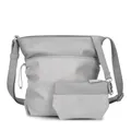 Zwei Damen Umhängetasche JANA J100 | 5 Liter Handtasche mit verstellbarem Gurt | Beuteltasche mit seitlicher Raffung | wasserfestes Kunstleder | inkl. Kosmetikbeutel im Set (nubuk-ice)
