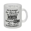 Abschied Kollege Glas Tasse mit Spruch Wie kommst du ohne uns klar Arbeit Abschiedsgeschenk Jobwechsel witzig Lieblingskollegin Ruhestand Rente