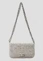 s.Oliver Schultertasche Tasche, City-Bag aus Bouclé mit Schmucksteinen und Kette