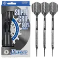 Harrows SUPERGRIP Darts-Set mit weicher Spitze aus 90% Wolfram. Erhältlich in 16 g, 18 g, 20 g – inklusive Supergrip-Schäften, Supergrip-Flights und Reiseetui (18g)