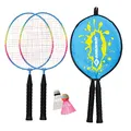 Schildkröt Federball Set Junior – 2 kurze Schläger für leichteres Treffen – 2 Federbälle – 3/4 Transporthülle – Badminton Set für Anfänger – Outdoor-Spielspaß für Kinder ab 4 Jahren