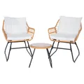 SVITA Amalfi Rattan Sitzgruppe Outdoor Gartenlounge Sitzgruppe 2 Personen Balkonset 3-TLG. Gartenmöbel Set inkl. Kissen Bistroset Polyrattan Natur