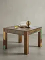 Rustikaler Couchtisch: Recyceltes Mango-Holz, Shabby-Chic-Design, robust, Klarlack-Beschichtung, große Tischplatte. Braun, 60x60x47 cm | Kadima Design