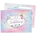 LIMONIA Einladungskarten Schmetterling Einladungen zum Kindergeburtstag Blumen Mädchen, Einladungskarten zum 11. Geburtstag