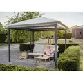 Leco Solar-Pavillon "Lina" mit LED-Beleuchtung und Gittergewebe-Rollos,lichtgrau,300 x 300 x 261 cm (L x B x H)