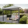 Solar-pavillon 'lina' Mit Led-beleuchtung Und Gittergewebe-rollos, Lichtgrau, 300 X 300 X 261 Cm (l X B X H) - Leco