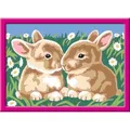 Ravensburger 27695 Malen-nach-Zahlen CreArt, ab 7 Jahre, Niedliche Häschen, mit Rahmen, 13 x 18 cm