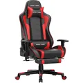 GTPLAYER Gaming Stuhl mit Fußstützen Lautsprecher Bluetooth Musik Computerstuhl Schreibtischstuhl Stuhl Ergonomischer Schwarz-Rot