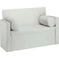 Relaxdays Sitzbank Leinen Creme Faltbar mit Stauraum und Rückenlehne 75 cm x 115 cm x 47 cm 19 kg