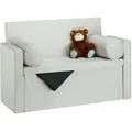 Relaxdays - Sitzbank Mit Lehne, 2 Kissenrollen, Faltbar, Aufbewahrung, Gepolstert, Flur, Sitztruhe 75 X 115 X 47 Cm, Creme