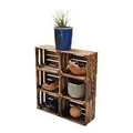 Teramico Vintage Holzkisten 40 x 30 x 25cm geflammt | Weinkisten & Obstkisten | Set-Angebote (6er Set ohne Boden)