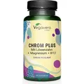 Vegavero Chrom Plus | 90 Kapseln | 250 μg Chrom pro Kapsel | mit Löwenzahn, Magnesium & Vitamin B12 | vegan