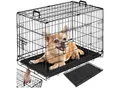 tectake® Hundekäfig-Gitterbox, klappbar, mit 2 Tragegriffen, 2 große Türen mit Doppelverriegelung, herausnehmbarer Boden, abgerundete Ecken