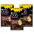 Garnier Olia Dauerhafte Haarfarbe 5.35 Warmes Schokobraun, ohne Ammoniak, permanente Coloration, bis zu 100% Grauabdeckung, langanhaltende Farbe bis zu 8 Wochen, intensiver Glanz & Pflege, 3 x 1 Stück