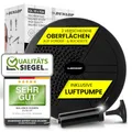 Dunlop Sports Balance Kissen Ball Sitzkissen - für einen stärkeren Rücken in Rekordzeit Premium Balancekissen mit Pumpe 35 x 7 cm orthopädisch über 450 kg belastbar Spezial Noppen, Schwarz