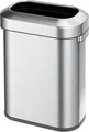 Stilvoller ovaler offener Abfallsammler aus gebürstetem Edelstahl | 60 Liter, HxBxT 65x46,2x28,8cm | Silber