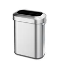 PROREGAL Stilvoller ovaler offener Abfallsammler aus gebürstetem Edelstahl | 60 Liter, HxBxT 65x46,2x28,8cm | Silber