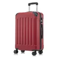 YONSLY Koffer Suitcase L Rot, Trolley Reisekoffer, Rollkoffer Handgepäck mit 4 Rollen 360°, Hartschalenreisekoffer, Zahlenschloss, Weicher Gummigriff