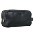 Benthill Kulturtasche Leder - Kosmetiktasche aus weichem hochwertigem Echtleder - Vintage Travel Beutel, Farbe:Schwarz