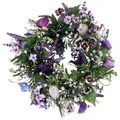 Wanddeko Blumenkranz Künstlich in Lila Weiß - Täuschend Echte Seidenblumen