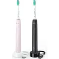 Sonicare 3100 Series HX3675/15, Elektrische Zahnbürste (schwarz/rosa, 2x Elektrische Schallzahnbürsten - Schwarz/Rosa) - Schwarz/Rosa