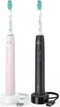 Philips Sonicare 3100 Doppelpack Schwarz/Pink Elektrische Schallzahnbürste