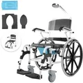 VEVOR Duschrollstuhl, 17,5 Zoll breiter Badezimmerrollstuhl aus Aluminiumlegierung für die Innendusche, verstellbarer Duschrollstuhl mit Bremse für behinderte Erwachsene, 300 lbs Tragkraft, Dusch-/Toiletten-/Transportstuhl