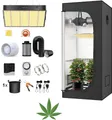 JUNG Gewächshaus Growbox Komplettset 40x40x120 cm, 13-St., Anbau Set, Growzelt mit LED Vollsprektrum Dimmbar, mit Ventilator