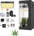 JUNG Growbox Komplettset 40x40x120cm LED Lampe, Gewäcshaus Pflanzen Grow Mylar