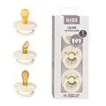 BIBS Colour Try-It Kollektion: 3 Schnuller für die einzigartigen Bedürfnisse Ihres Babys, Kirschform, Symmetrische und Kiefergerechte Sauger. Naturkautschuk/Latex, 0+ Monate (3er Pack), Ivory